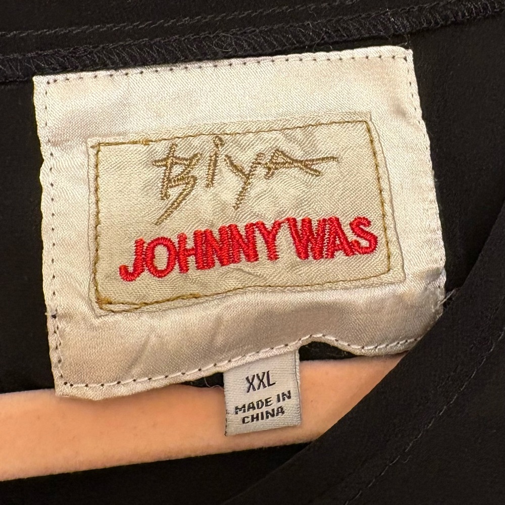 Johnny Was silk black embroidery top, breezy, funky, bohemian - Picture 6 of 16